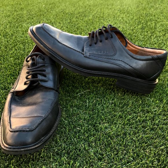 Ecco black leather oxford dress lace up shoes 42